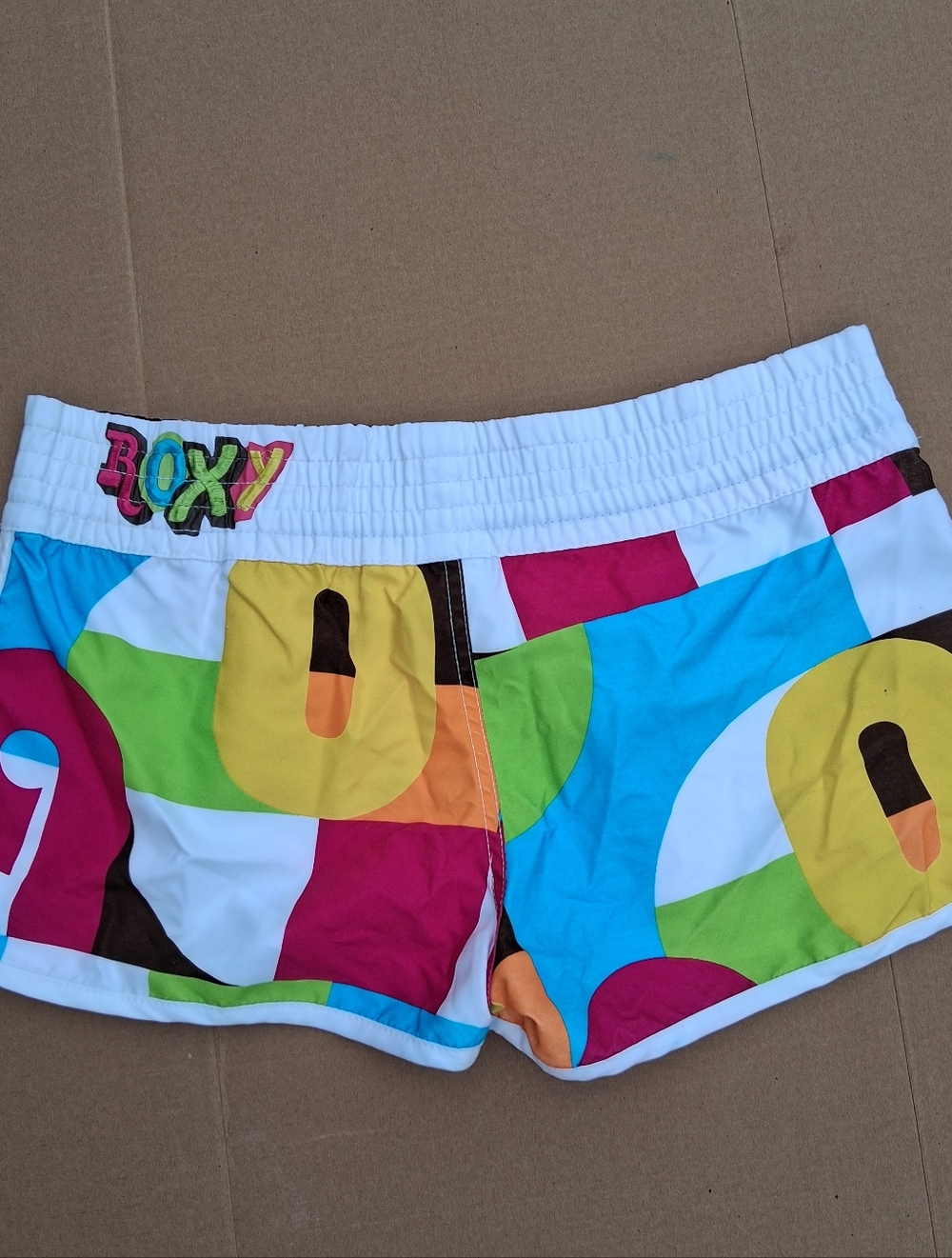 Roxy Y2K Colorblock Board Shorts Size 11 Retro Surf Swim Bright Graphic